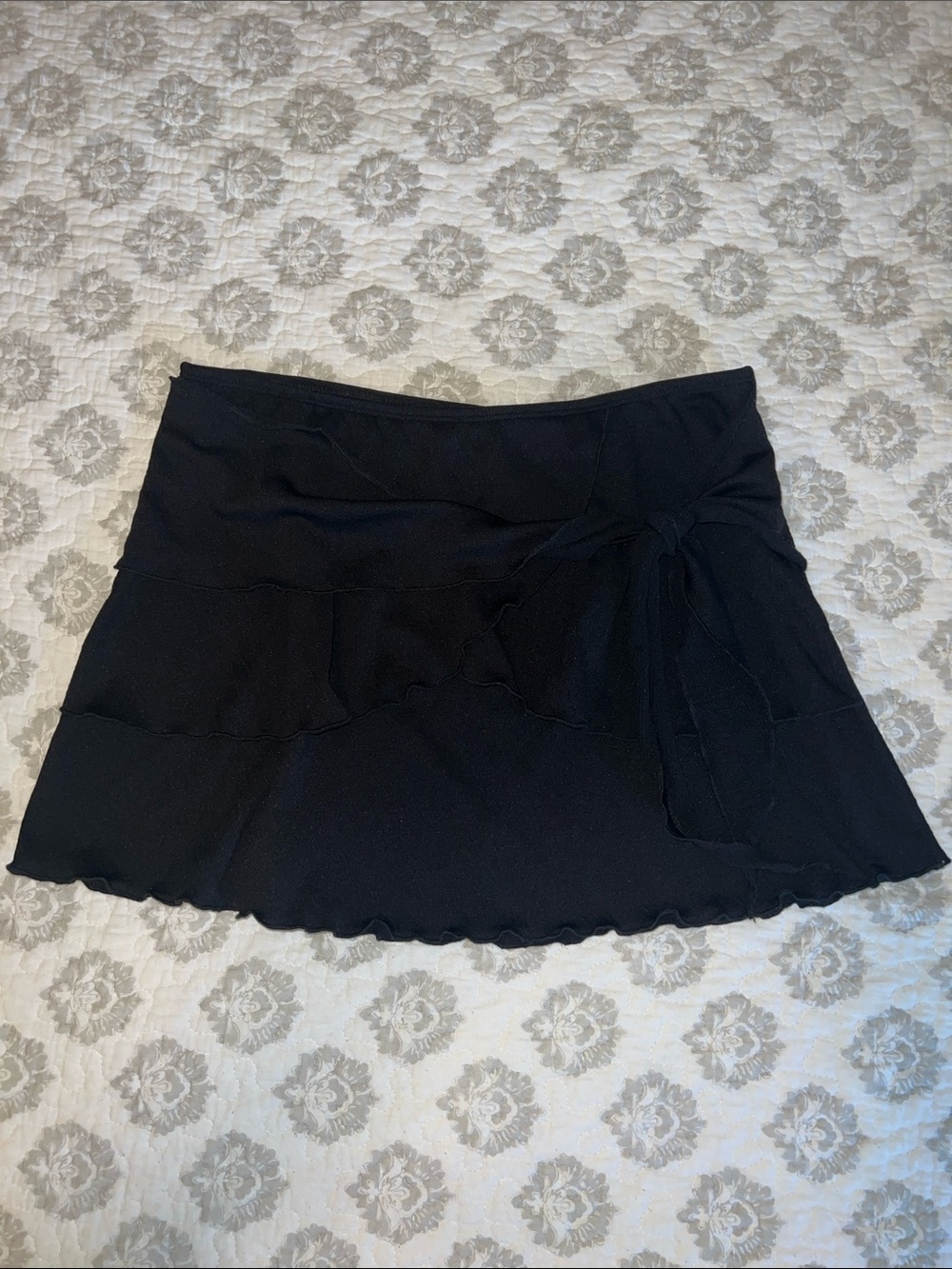 Black cover up skirt- Tie-Waist Tiered Skirt